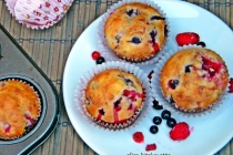 Muffins cu urda si fructe de padure