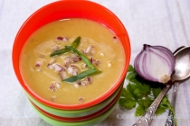 Supa crema de linte rosie, cu afumatura (Red lentil creamy soup with smoked ham)