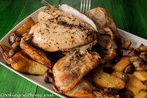 Friptura de pui la cuptor, cu cartofi si herbes de provence (Roasted chicken with potatoes and herbes de provence)