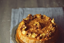Magic Custard Cake with Walnuts, Quince and Salted Caramel Sauce