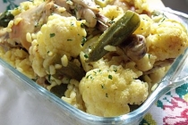 pilaf cu pui ,bame si conopida(cauliflower,okra&chicken pilaf)