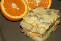 Prăjitură cu mascarpone pișcoturi și portocale