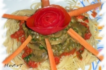 SPAGHETE CU CIUPERCI SI SOS DE ROSII