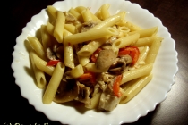 Penne cu ciuperci, ardei si brie…